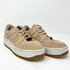 NIKE Women's Air Force 1 Sage Low 'Beige Suede' White AR5339-203 Size 7